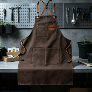 Canvas Work Apron with Adjustable Straps and Pockets, Protective Apron for Kitchen, Garden, Crafts and Daily Tasks