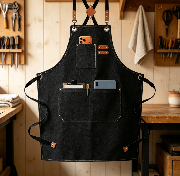 Thick Canvas Work Apron with Large Storage Pockets, Wear Resistant Garden Tool Apron for Men and Women