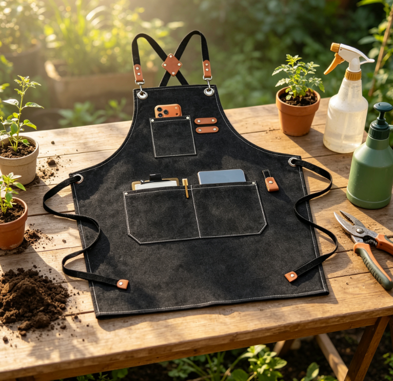 Thick Canvas Work Apron with Large Storage Pockets, Wear Resistant Garden Tool Apron for Men and Women