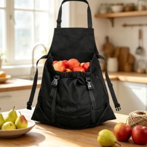 Canvas Garden Harvest Apron with Removable Storage Pouch and Side Pockets for Planting and Outdoor Work