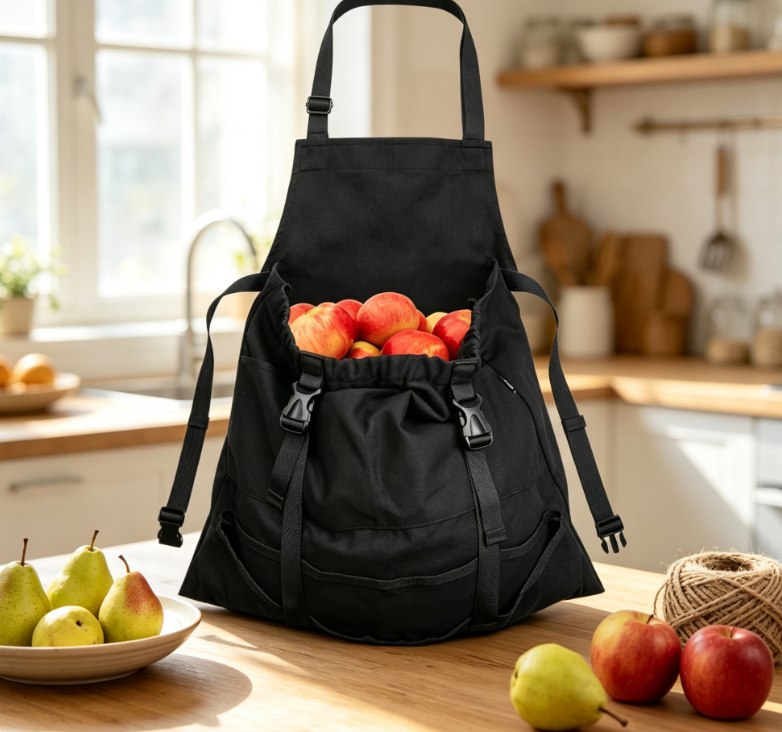 Canvas Garden Harvest Apron with Removable Storage Pouch and Side Pockets for Planting and Outdoor Work