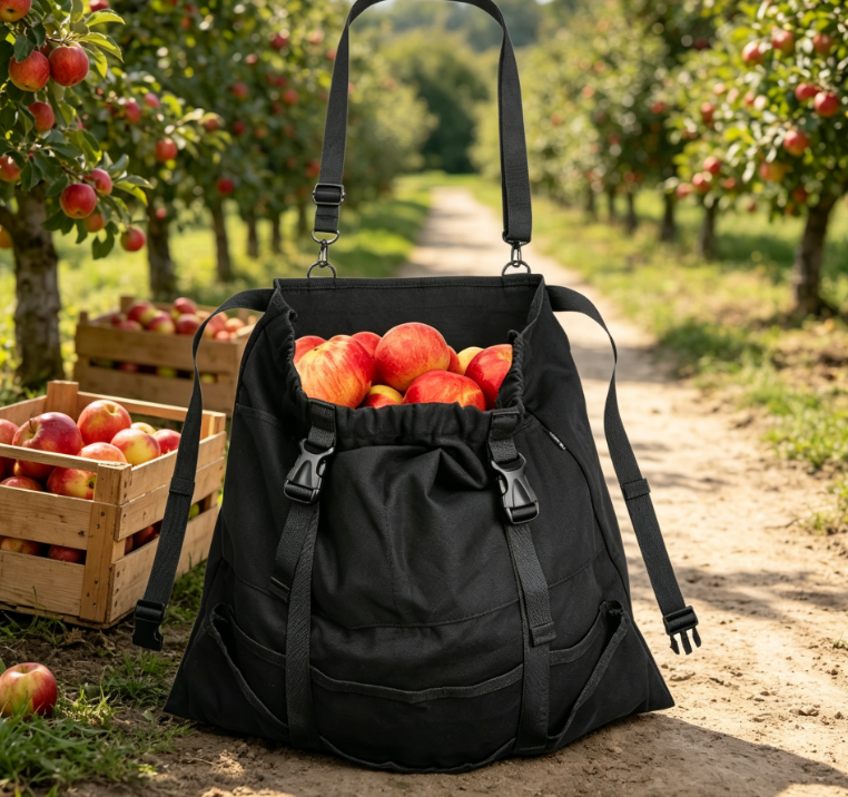 Canvas Garden Harvest Apron with Removable Storage Pouch and Side Pockets for Planting and Outdoor Work