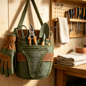 Canvas Gardening Tool Waist Apron with Multiple Pockets, Hands-Free Tool Bag for Carrying Garden Tools