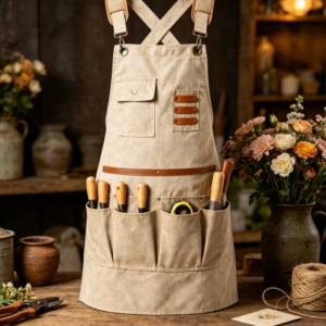 Men's Canvas Work Apron with Multiple Tool Storage Pockets, Heavy Duty Durable Apron for Woodworking, Repair and Gardening