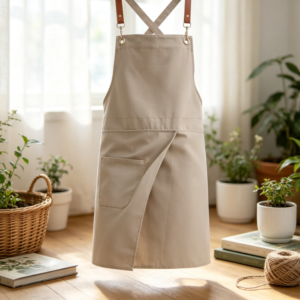 Split Leg Cross Back Canvas Apron with Pockets, Adjustable Strap Work Apron for Cooking, Baking, BBQ, Pottery and Gardening