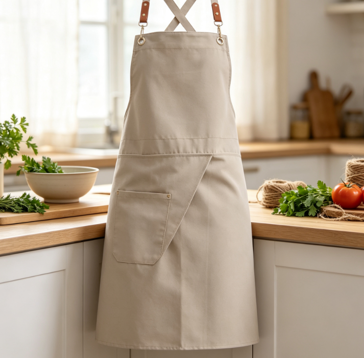 Split Leg Cross Back Canvas Apron with Pockets, Adjustable Strap Work Apron for Cooking, Baking, BBQ, Pottery and Gardening