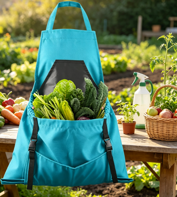 Garden Harvest Apron with Multi Pockets, Adjustable Cross Back Straps, Gardening Work Apron Gift for Men and Women