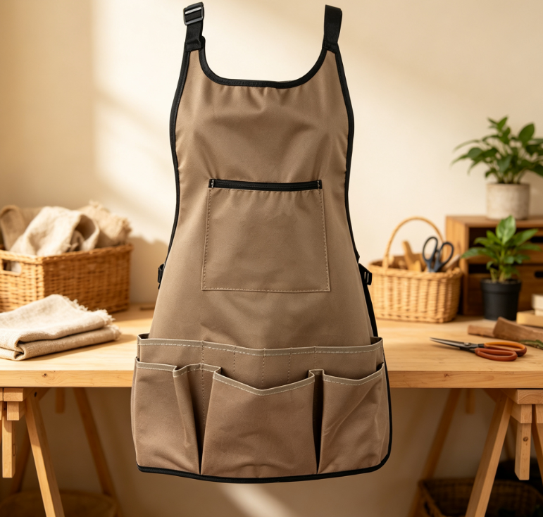 Waterproof Gardening Apron with Large Pockets, Heavy Duty Tool Work Apron for Garden Planting and Outdoor Tasks