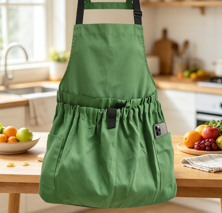 Garden Harvest Apron with Pockets, Vegetable Fruit Picking Apron, Tool Organizer Waist Belt for Weeding and Gardening