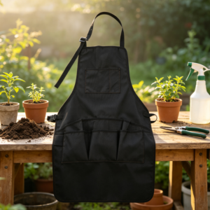 Multi Pocket Canvas Gardening Apron with Adjustable Straps, Outdoor Work Apron for Gardeners, Electricians and Craftsmen