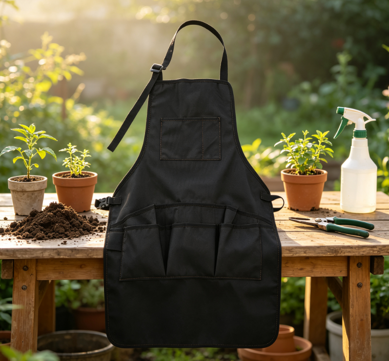 Multi Pocket Canvas Gardening Apron with Adjustable Straps, Outdoor Work Apron for Gardeners, Electricians and Craftsmen