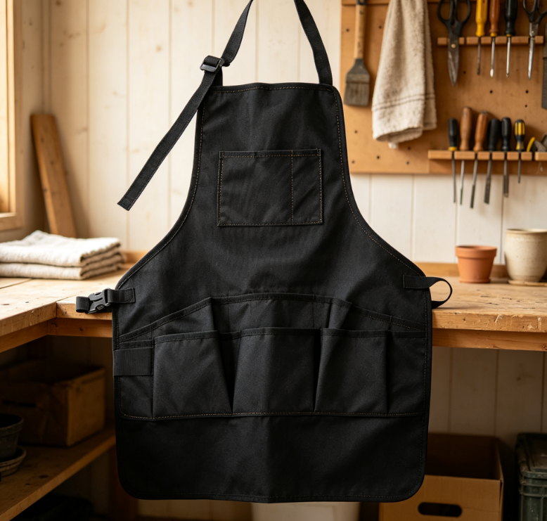 Multi Pocket Canvas Gardening Apron with Adjustable Straps, Outdoor Work Apron for Gardeners, Electricians and Craftsmen