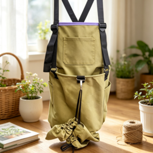 Adjustable Canvas Harvest Apron with Large Storage Bag and Pockets for Orchard, Farm and Garden Fruit Picking