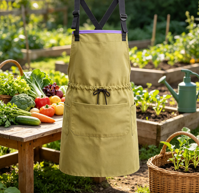Adjustable Canvas Harvest Apron with Large Storage Bag and Pockets for Orchard, Farm and Garden Fruit Picking
