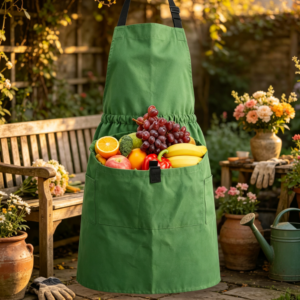 Garden Harvest Apron with Pockets, Adjustable Waist Belt Gardening Tool Apron for Outdoor Planting Work