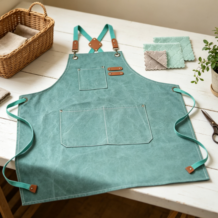Canvas Gardening Work Apron with Tool Pockets, Multi-Function Apron for Kitchen, Baking, Planting, Woodworking and Crafting