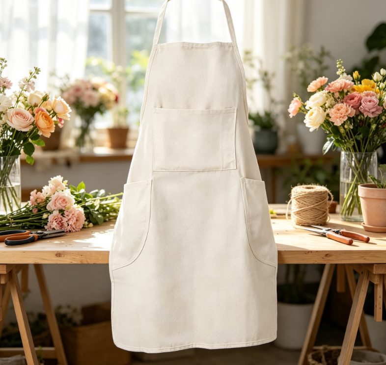 Cotton Canvas Professional Bib Apron with Pockets, Waterproof Work Apron for Kitchen, Gardening and Daily Tasks
