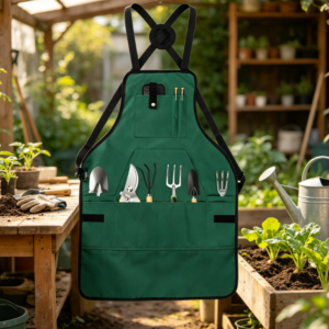 Waterproof Durable Garden Apron with Multiple Pockets, Thick Canvas Cross Back Work Apron for Gardening and Outdoor Work