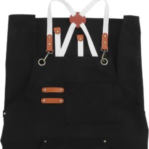 Heavy Duty Multi Pocket Canvas Apron with Thick Fabric Pockets, Utility Work Apron for BBQ, Woodworking and Outdoor Tasks