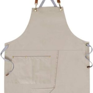 Cross Back Split Apron with Pockets and Adjustable Straps, Multi Purpose Canvas Work Apron