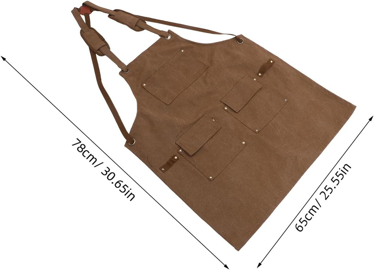 Thick Canvas Woodworking Apron with Tool Pockets, Heavy Duty Work Apron for Carpentry, Gardening and Kitchen Use