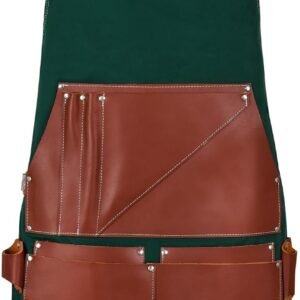 Heavy Duty Leather Tool Apron with Multiple Pockets, Adjustable Work Apron for Carpenter, Woodworker and Workshop Tasks