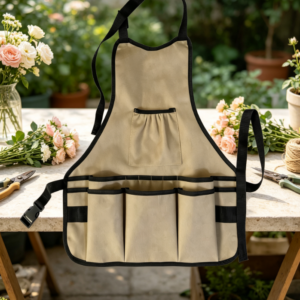 Unisex Garden Tool Apron, Waterproof Canvas Work Apron with Multiple Pockets for Gardening, Woodworking and Repairs
