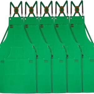 Canvas Utility Work Apron with Multiple Pockets, Multi Function Apron for Gardening, Painting, BBQ, Art and Workshop Use