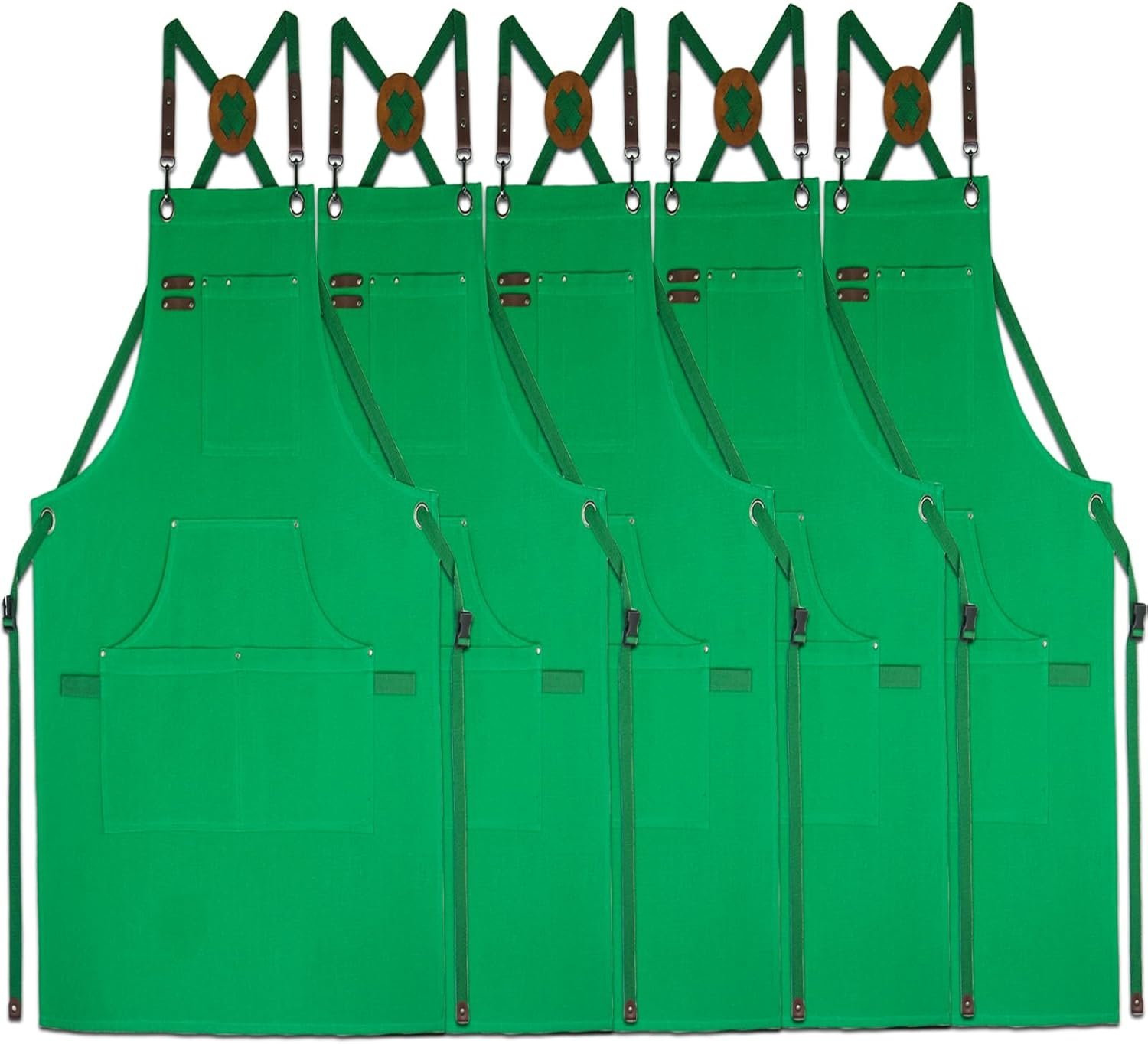 Canvas Utility Work Apron with Multiple Pockets, Multi Function Apron for Gardening, Painting, BBQ, Art and Workshop Use