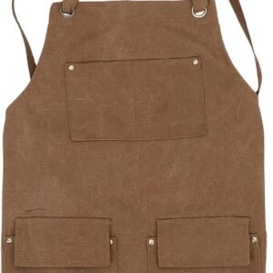 Thick Canvas Woodworking Apron with Tool Pockets, Heavy Duty Work Apron for Carpentry, Gardening and Kitchen Use