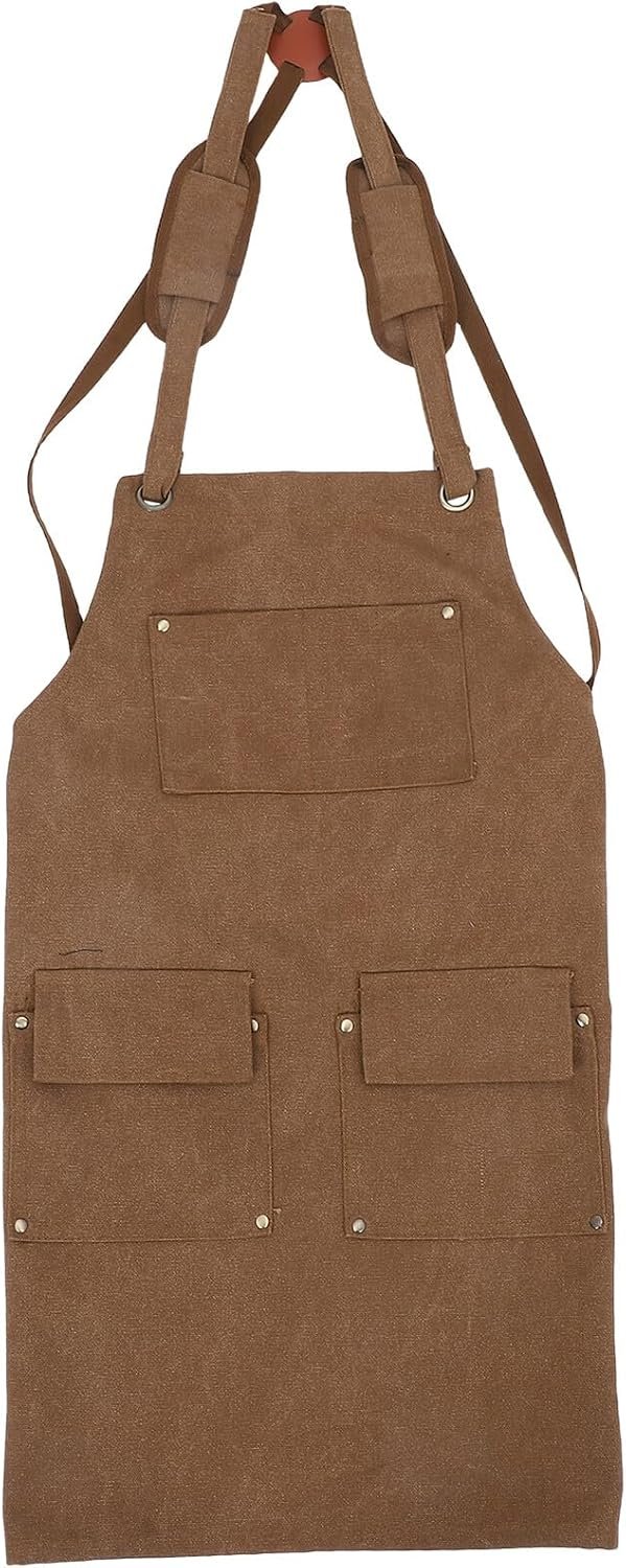 Thick Canvas Woodworking Apron with Tool Pockets, Heavy Duty Work Apron for Carpentry, Gardening and Kitchen Use