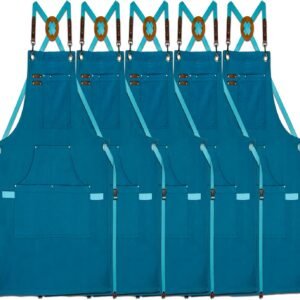 Canvas Work Apron with Multiple Pockets, Multi Purpose Utility Apron for Gardening, Painting, BBQ, Art and Carpentry