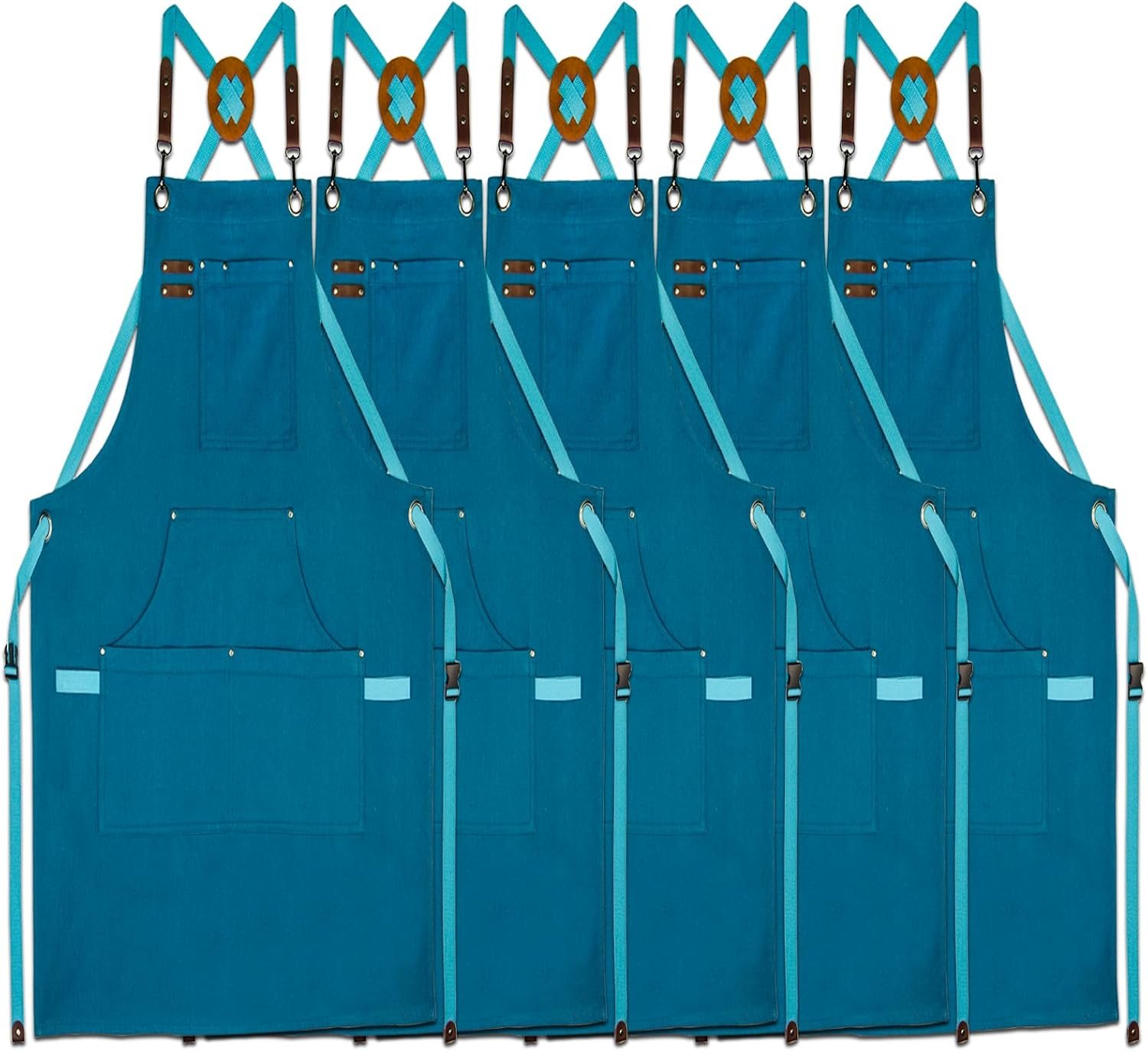 Canvas Work Apron with Multiple Pockets, Multi Purpose Utility Apron for Gardening, Painting, BBQ, Art and Carpentry