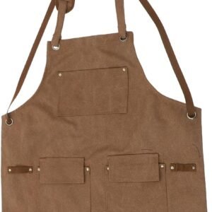 Men's Canvas Woodworking Apron with Tool Pockets, Adjustable Utility Work Apron for Workshop, Gardening and Carpentry