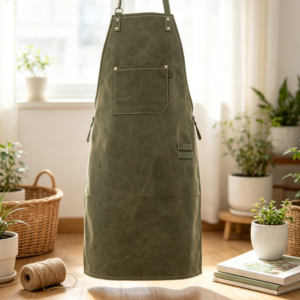 Heavy Duty Canvas Work Apron with No-Tie Design, Large Front Pocket and Adjustable Straps for Gardening and Tools Storage