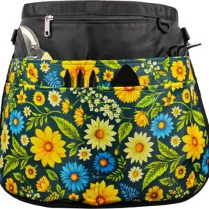 Half Floral Garden Apron with Multiple Pockets, Harvesting Work Apron for Gardening and Plant Care